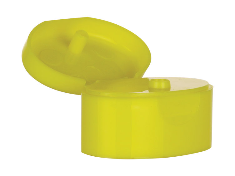 20mm Snap-On Finish, Yellow, Caps, Dispensing, Smooth, Euro Oval Snap-Top, .181" Orf