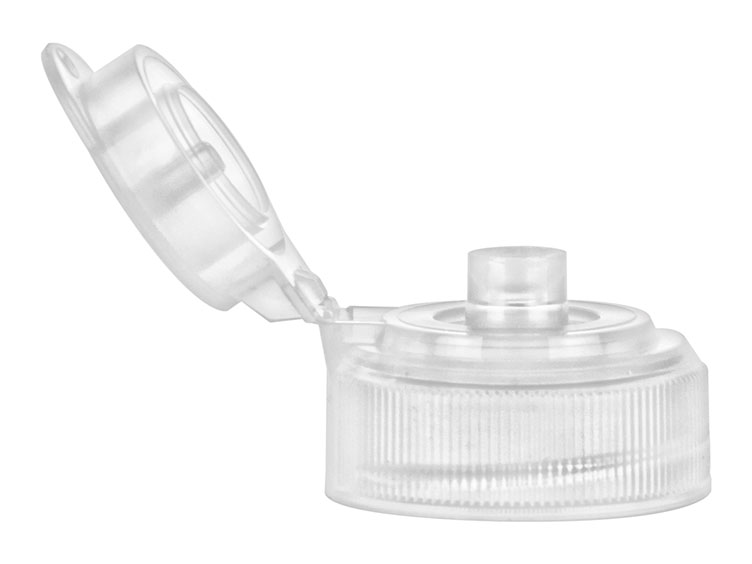 28/400 Finish, Natural, Caps, Dispensing, Fine Ribbed, Captive Hinge, .126" Orf