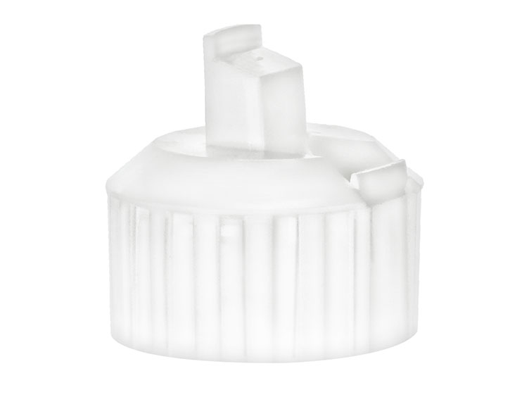 28/400 Finish, White, Caps, Dispensing, Bold Ribbed, Turret Style, .082" Orf, Foam Lnr