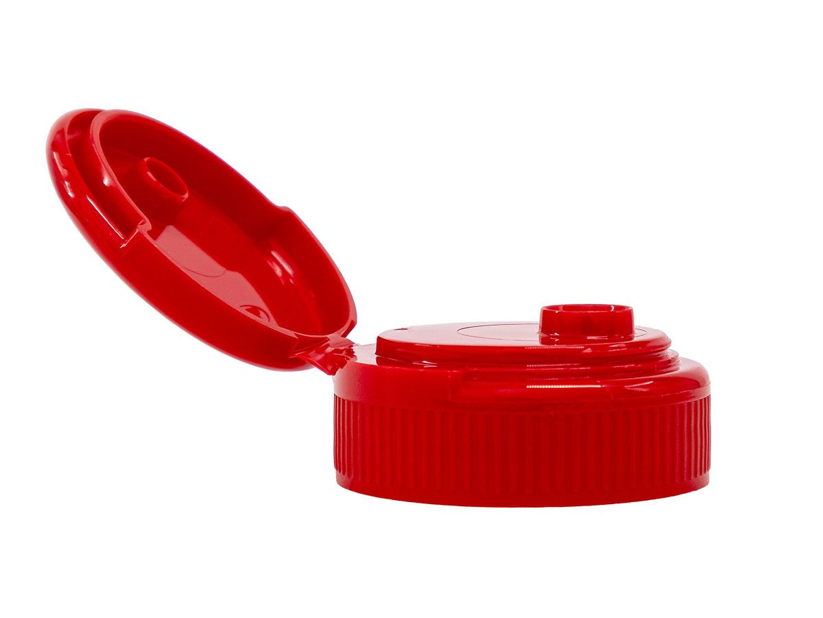 33/400 Finish, Red, Caps, Dispensing, Fine Ribbed, Snap-Top, .254" Orf, HS Lnr