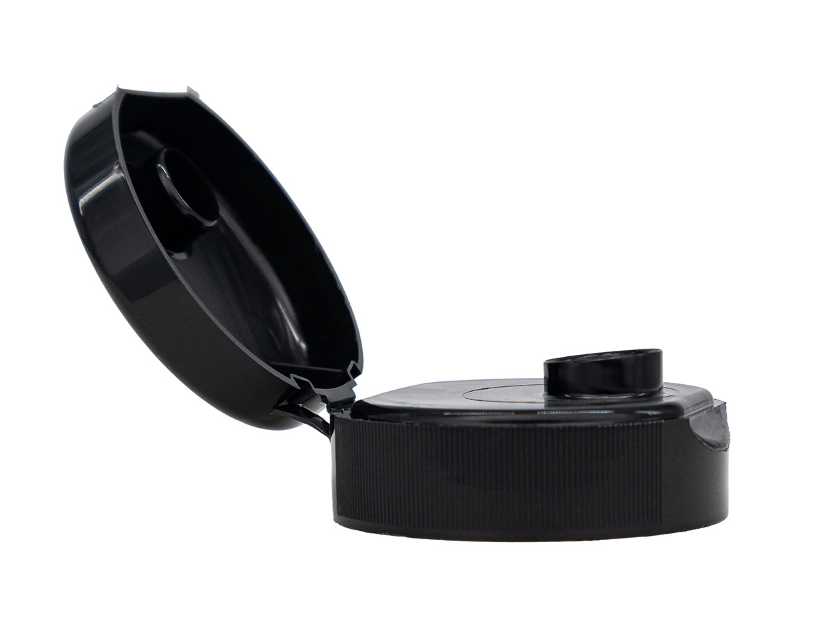 38/400 Finish, Black, Caps, Dispensing, Fine Ribbed, Snap-Top, .378" Orf, HS Lnr