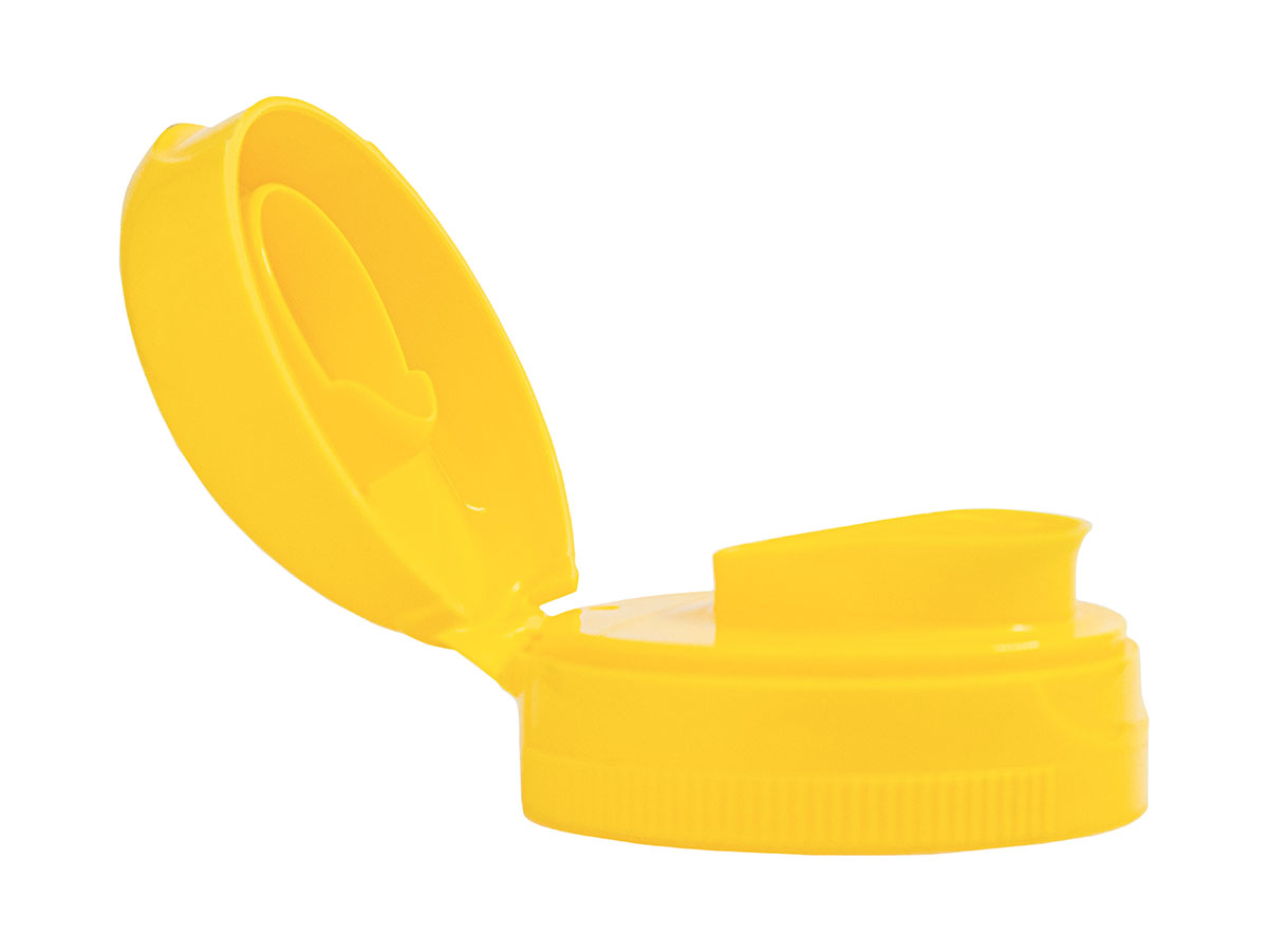 38/400 Finish, Yellow, Caps, Dispensing, Fine Ribbed, Snap-Top, .785" Orf, HS Lnr