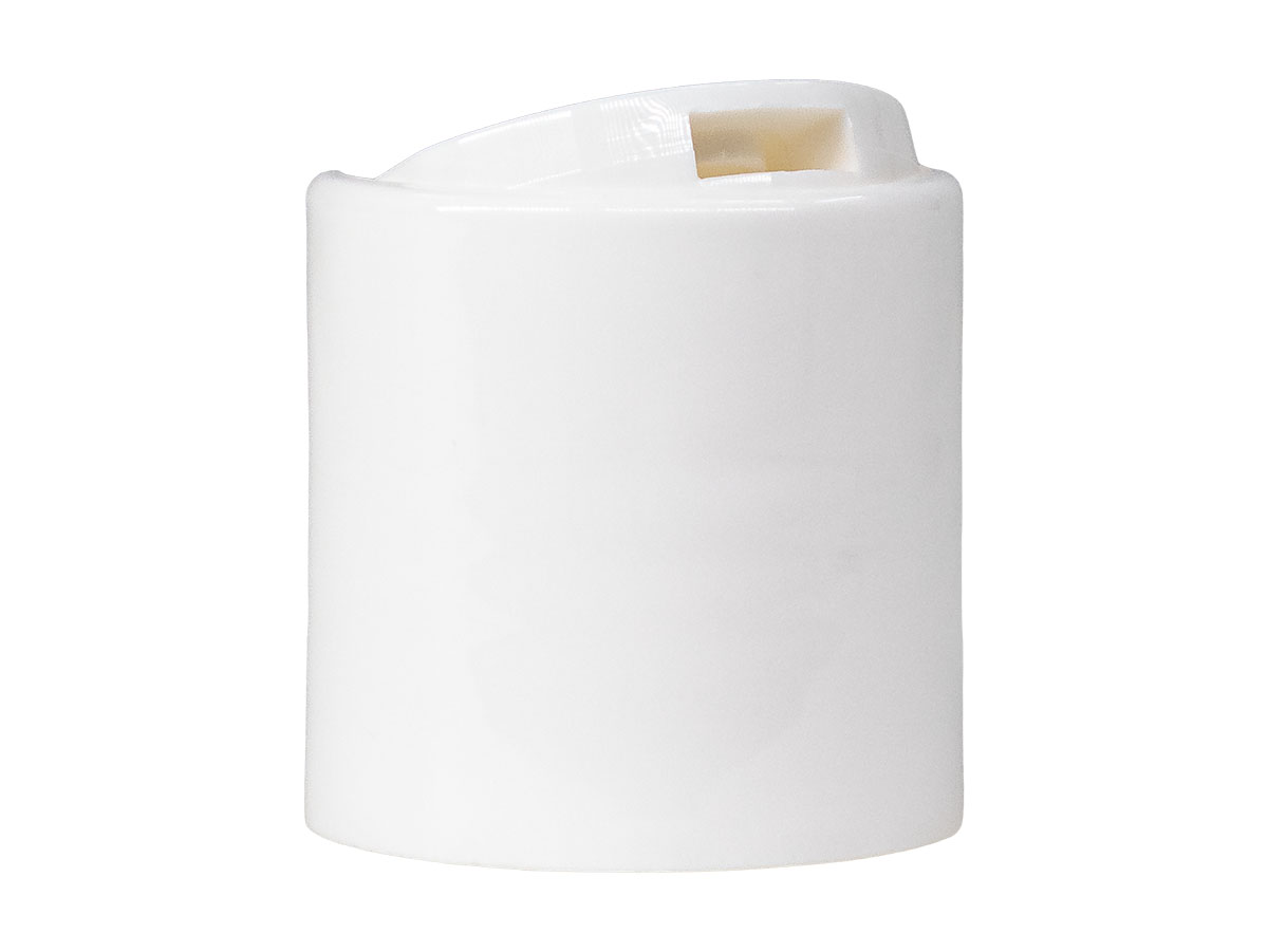 24/410 Finish, White, Caps, Dispensing, Smooth, Disc-Top, .300" Orf, (F)