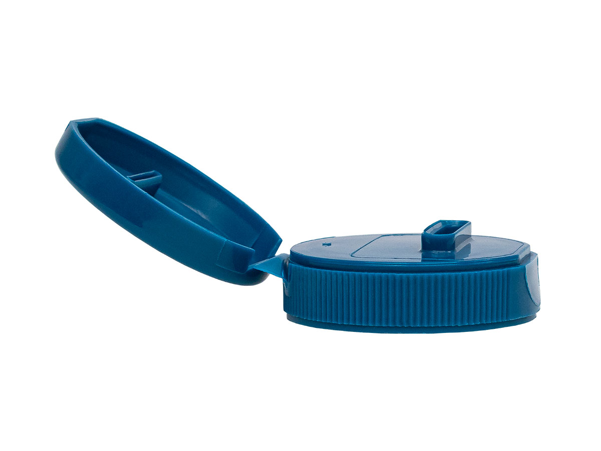 38/400 Finish, Blue, Caps, Dispensing, Fine Ribbed, Snap-Top, .726" X .109" Orf