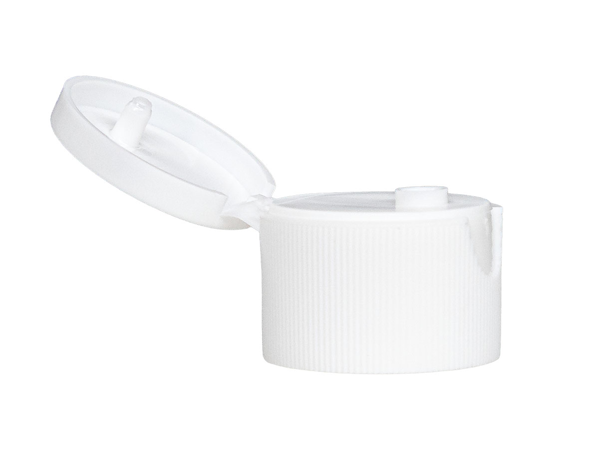24/410 Finish, White, Caps, Dispensing, Fine Ribbed, Snap-Top, .127" Orf