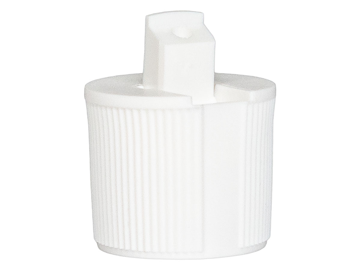 24/410 Finish, White, Caps, Dispensing, Fine Ribbed, Turret Style, .125" Orf