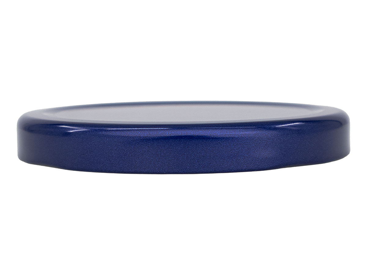 70mm 4 Lug Finish, Blue, Caps, Metal, Smooth, Stacking Ring, Beige Inner, Plastisol Lnr