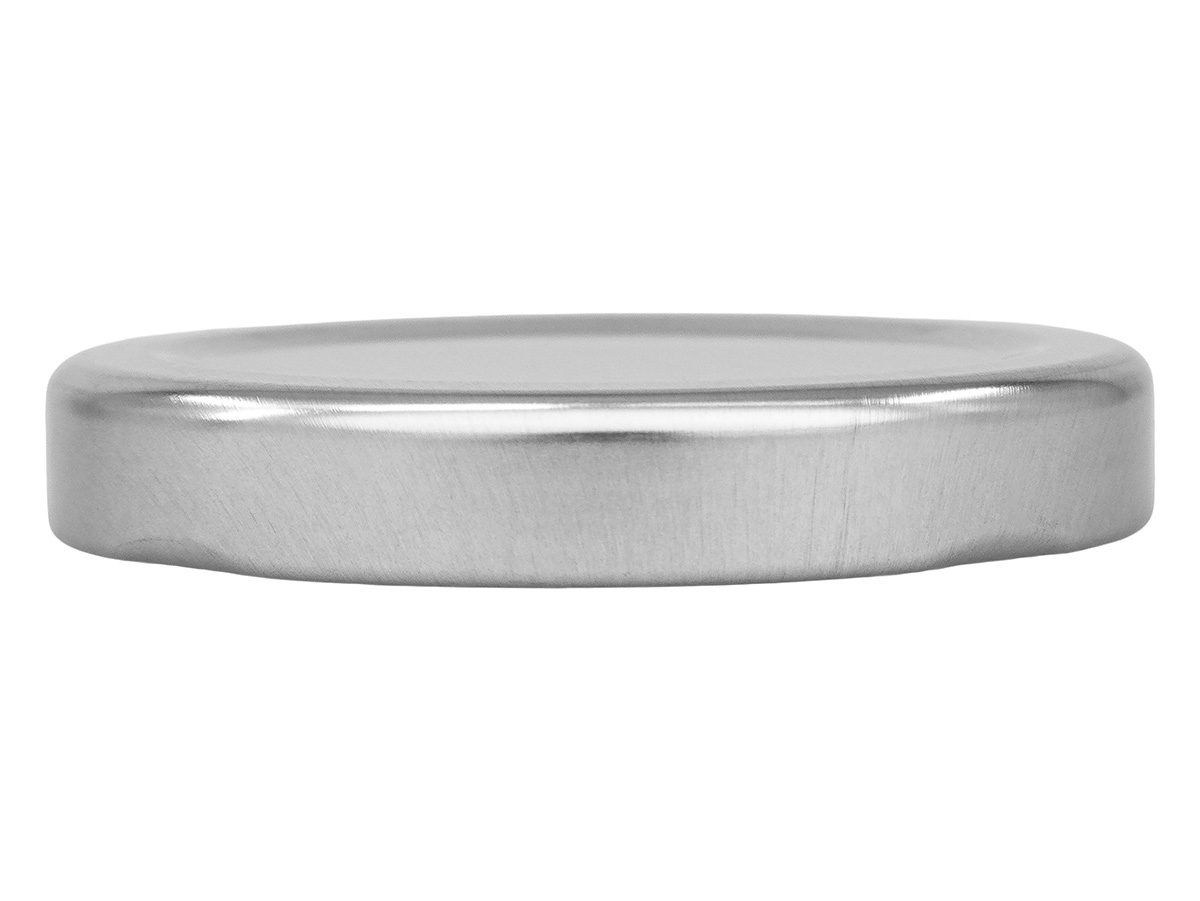 58mm 4 Lug Finish, Silver, Caps, Metal, Smooth, Stacking Ring, Beige Inner, Plastisol Lnr