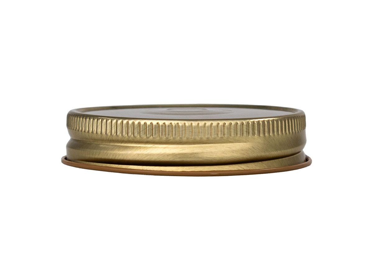 70/450 Finish, Gold, Caps, Metal, Ribbed Neck, Brown Inner, Plastisol Lnr