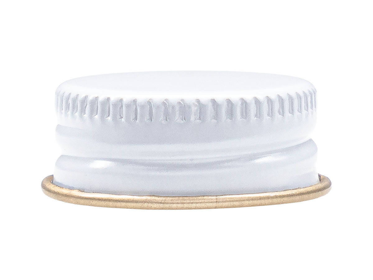 24/400 Finish, White, Caps, Metal, Ribbed Neck, Pulp Lnr