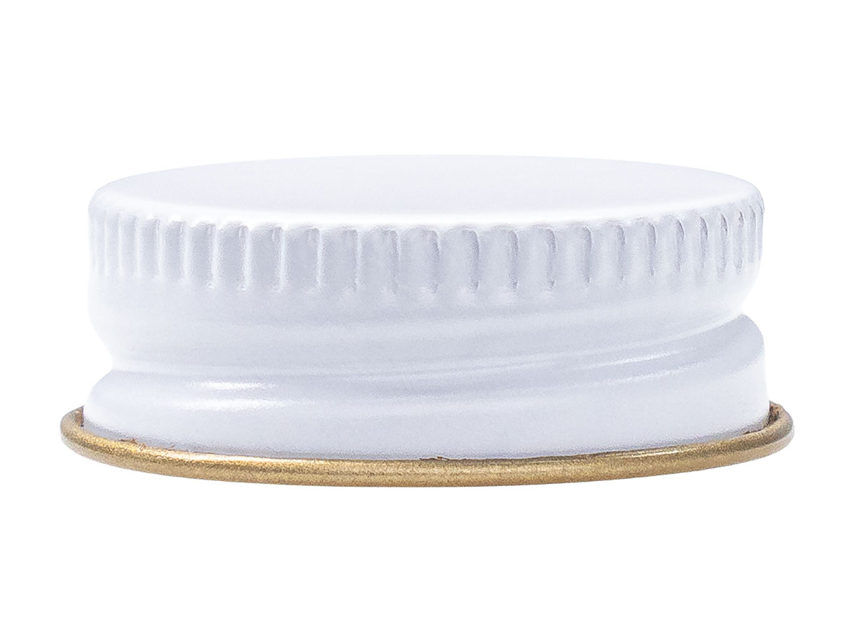 28/400 Finish, White, Caps, Metal, Ribbed Neck, Pulp Lnr