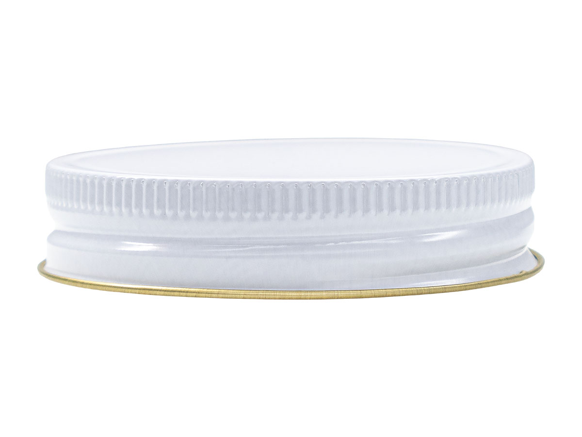 70/450 Finish, White, Caps, Metal, Ribbed Neck, Pulp/Foil Lnr