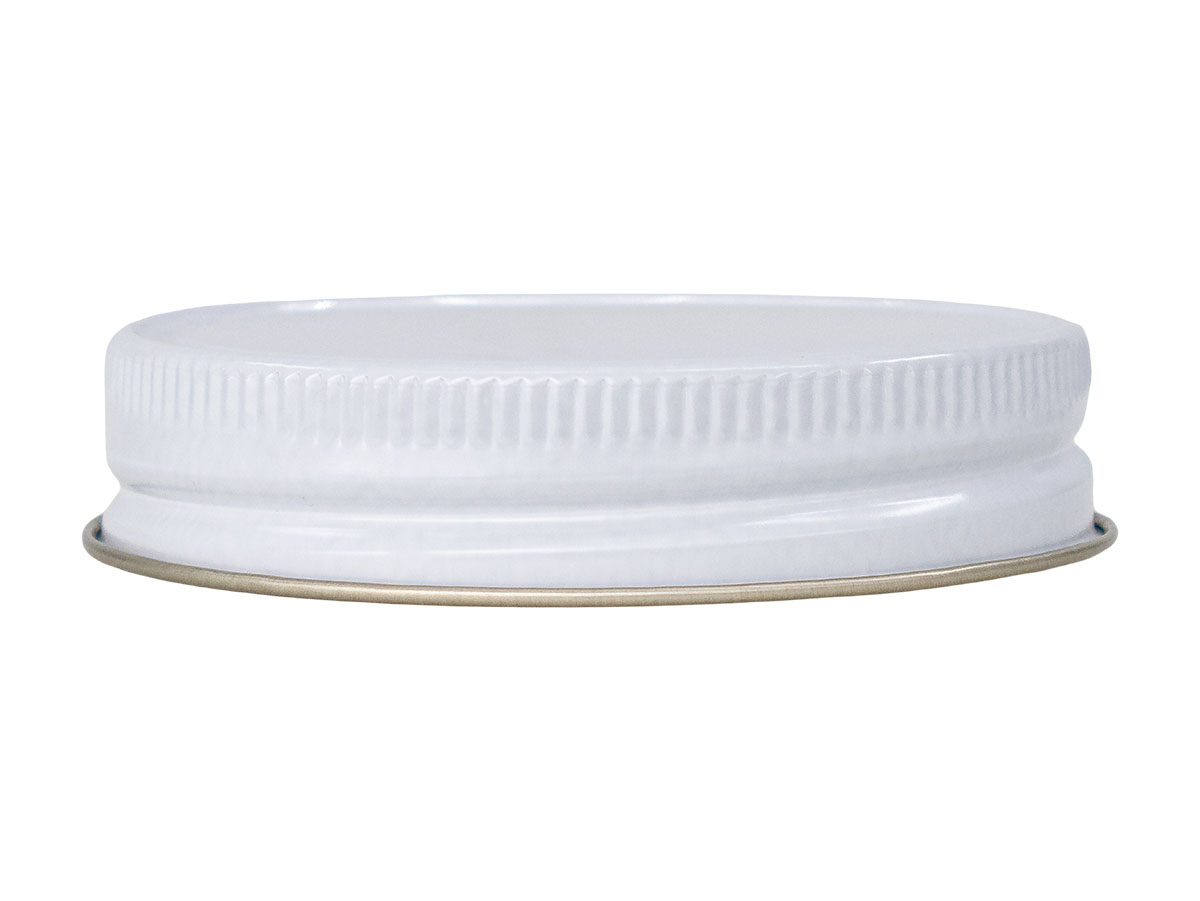 70/450 Finish, White, Caps, Metal, Ribbed Neck, Pulp Lnr