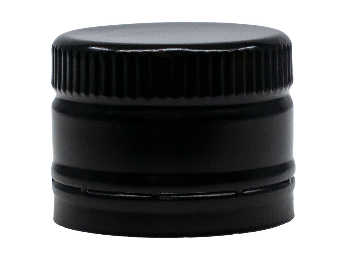 31.5mm ROPP Finish, Black, Caps, Metal, Ribbed Neck, Aluminum, Pour Fitment