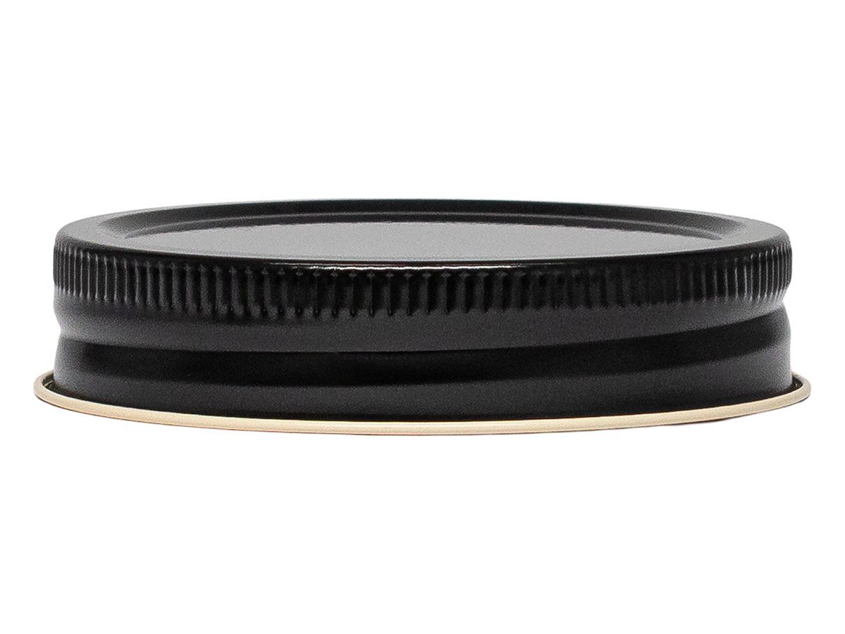 70/450 Finish, Black, Caps, Metal, Ribbed Neck, Beige Inner, Plastisol Lnr