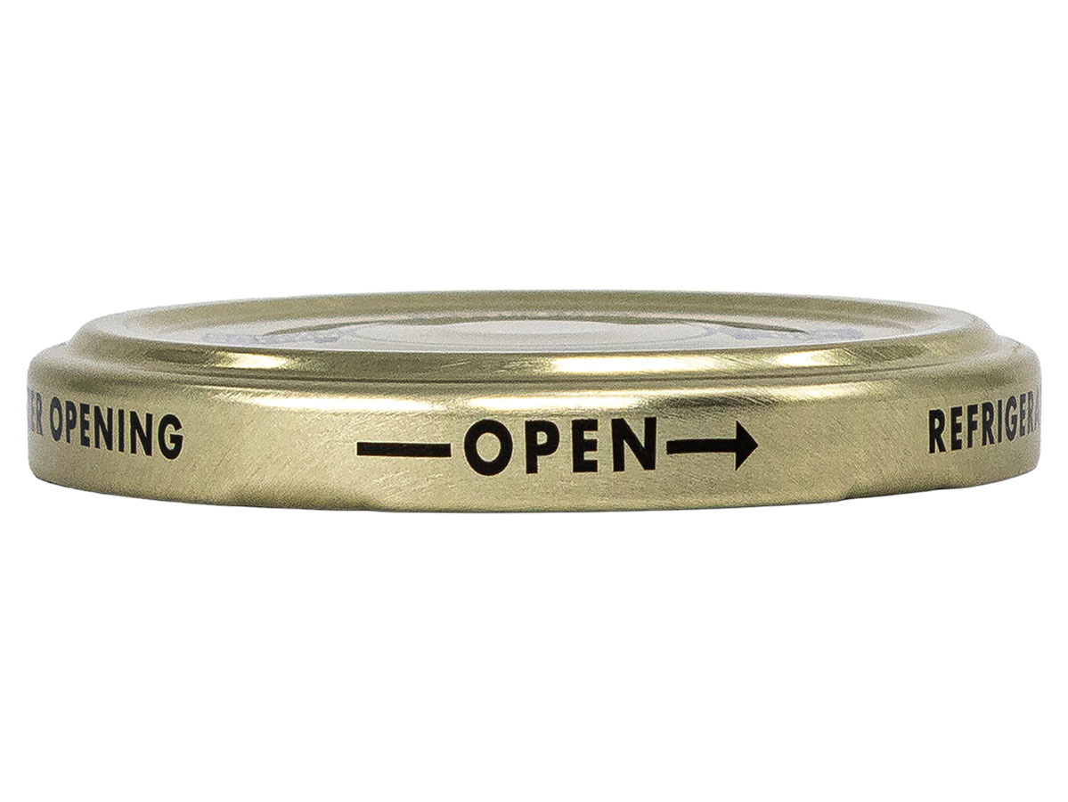 63mm 5 Lug Finish, Gold, Caps, Metal, Smooth, Plastisol Lnr, Beige Inner, Stacking Ring