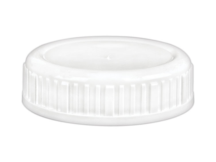 63/485 Finish, White, Caps, Bold Ribbed, Smooth Top, Stacking Ring, Dual Lnr
