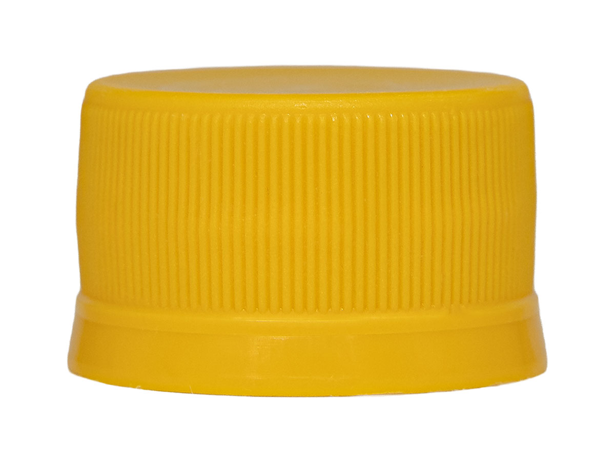28mm TE Finish, Yellow, Caps, Fine Ribbed, Beverage Style, Matte Top, EVA Lnr