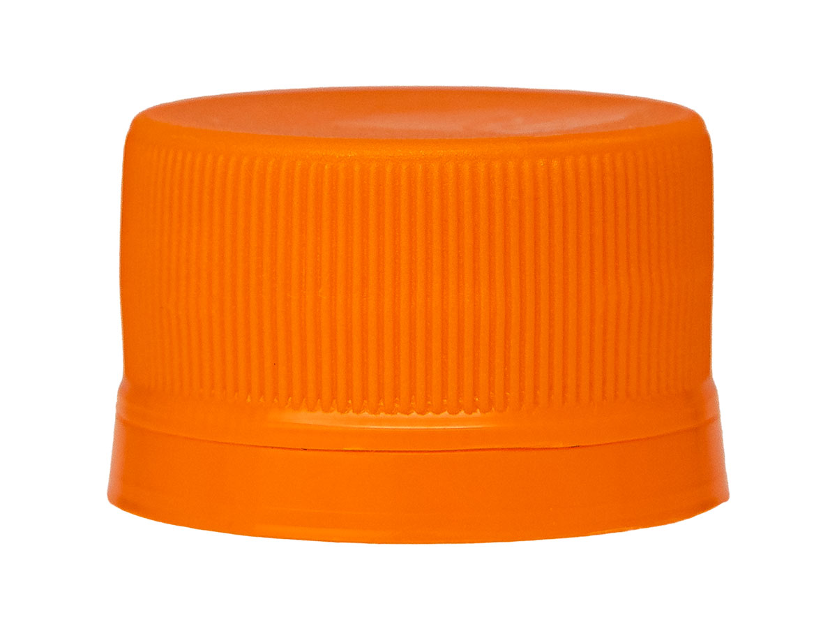 28mm TE Finish, Orange, Caps, Fine Ribbed, Beverage Style, Matte Top, EVA Lnr