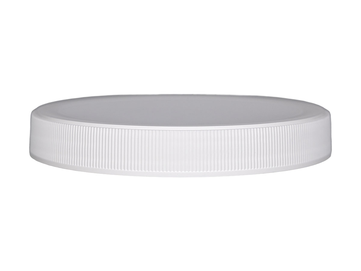 110/400 Finish, White, Caps, Fine Ribbed, Stacking Ring, Linerless