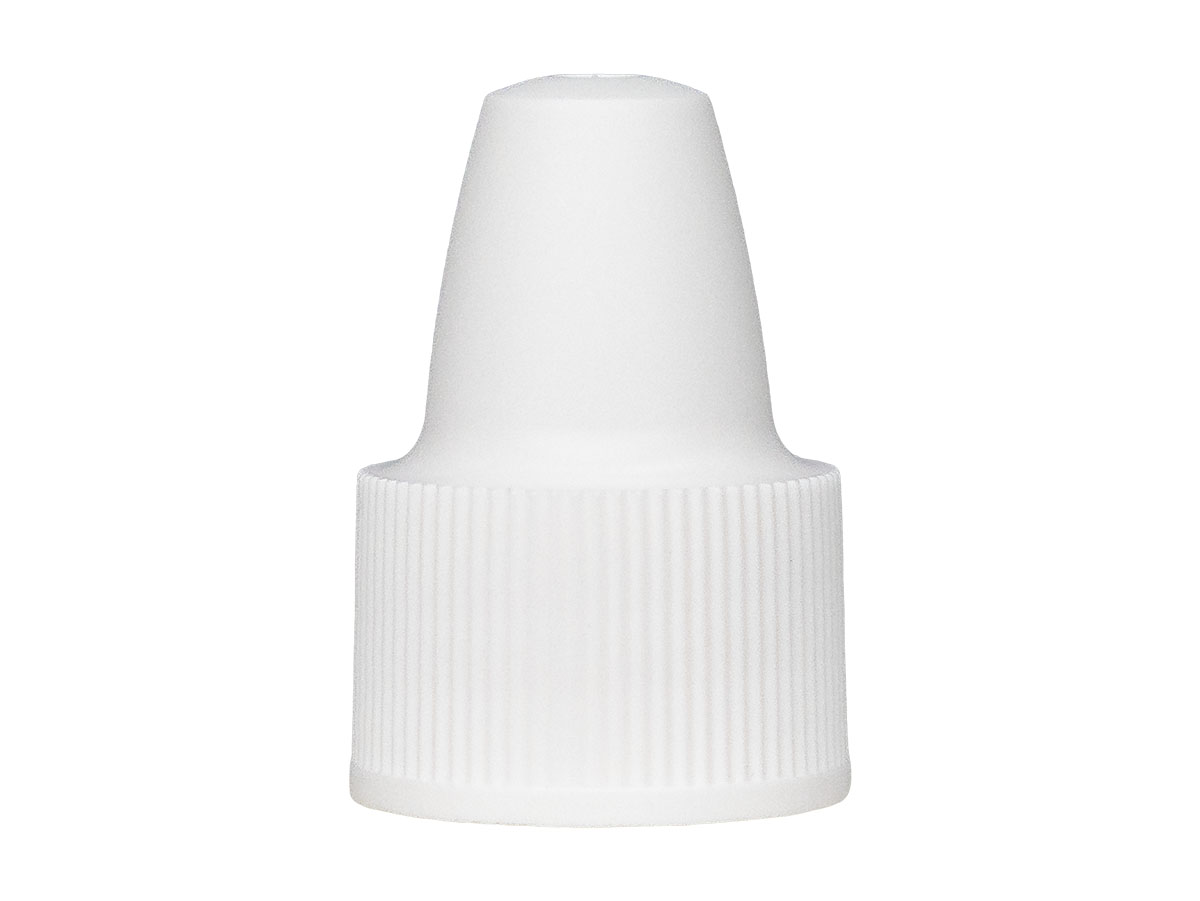 18mm Finish, White, Caps, Fine Ribbed, Dropper Tip Style