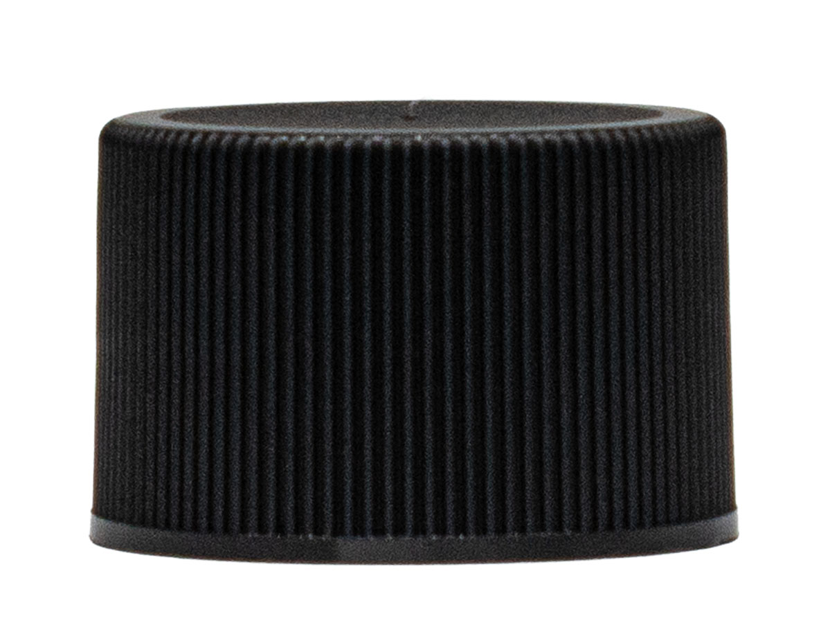 24/410 Finish, Black, Caps, Fine Ribbed, Stipple Top, HS Lnr
