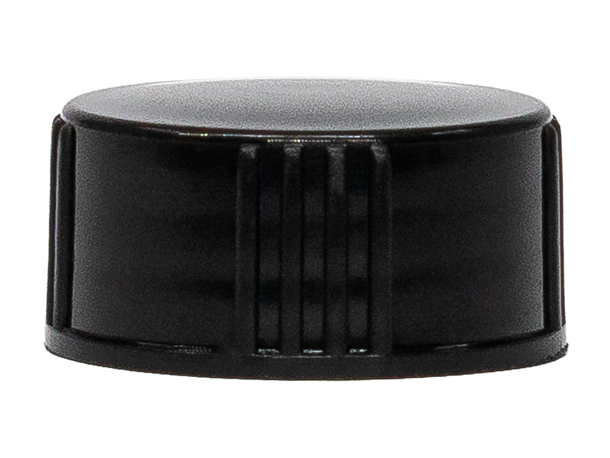 22/400 Finish, Black, Caps, Phenolic, Ribbed, Smooth Top, Cone Lnr