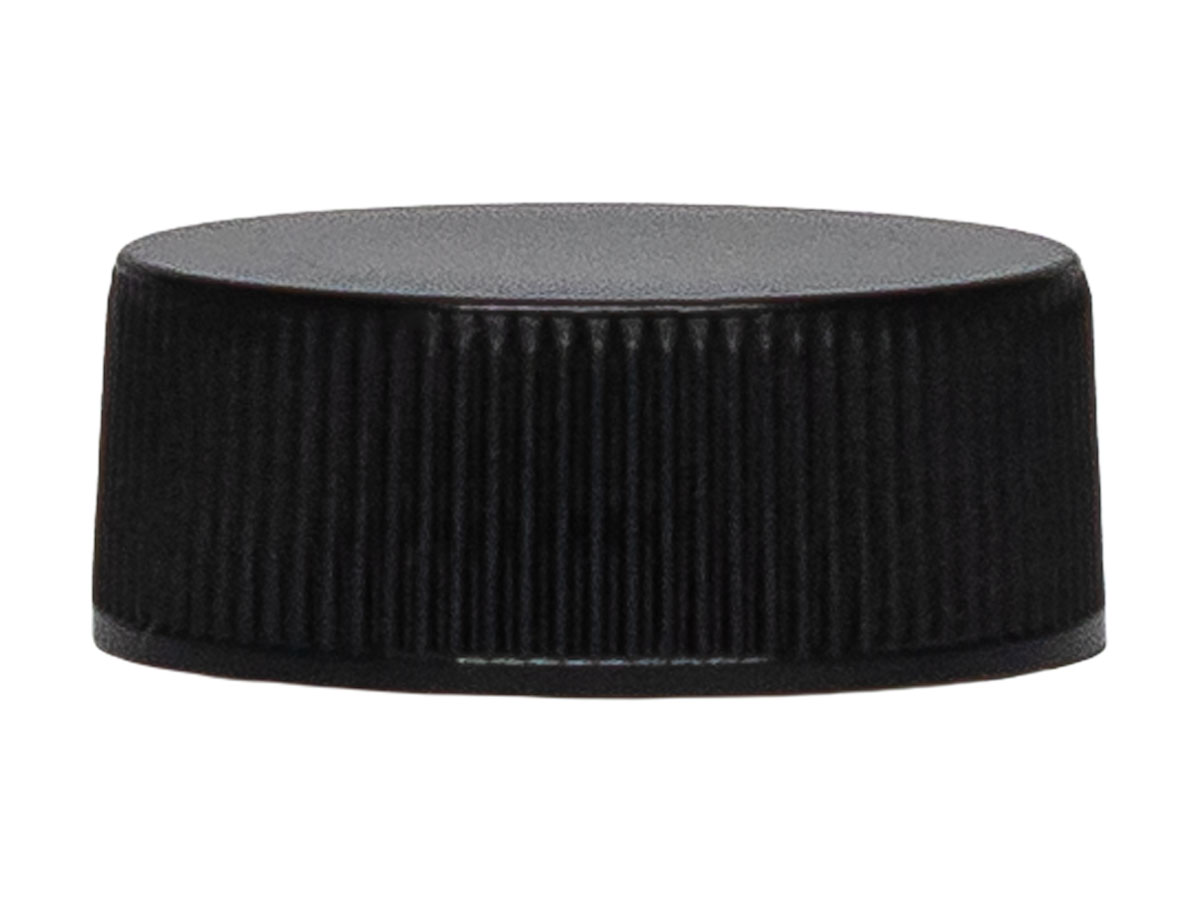 28/400 Finish, Black, Caps, Fine Ribbed, Smooth Top, PS Lnr