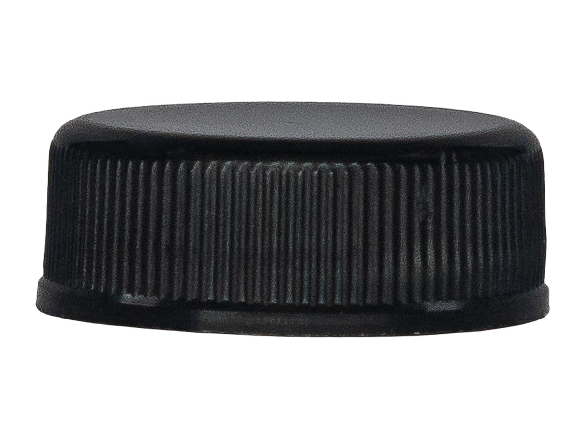 28/400 Finish, Black, Caps, Fine Ribbed, Smooth Top, PS Lnr