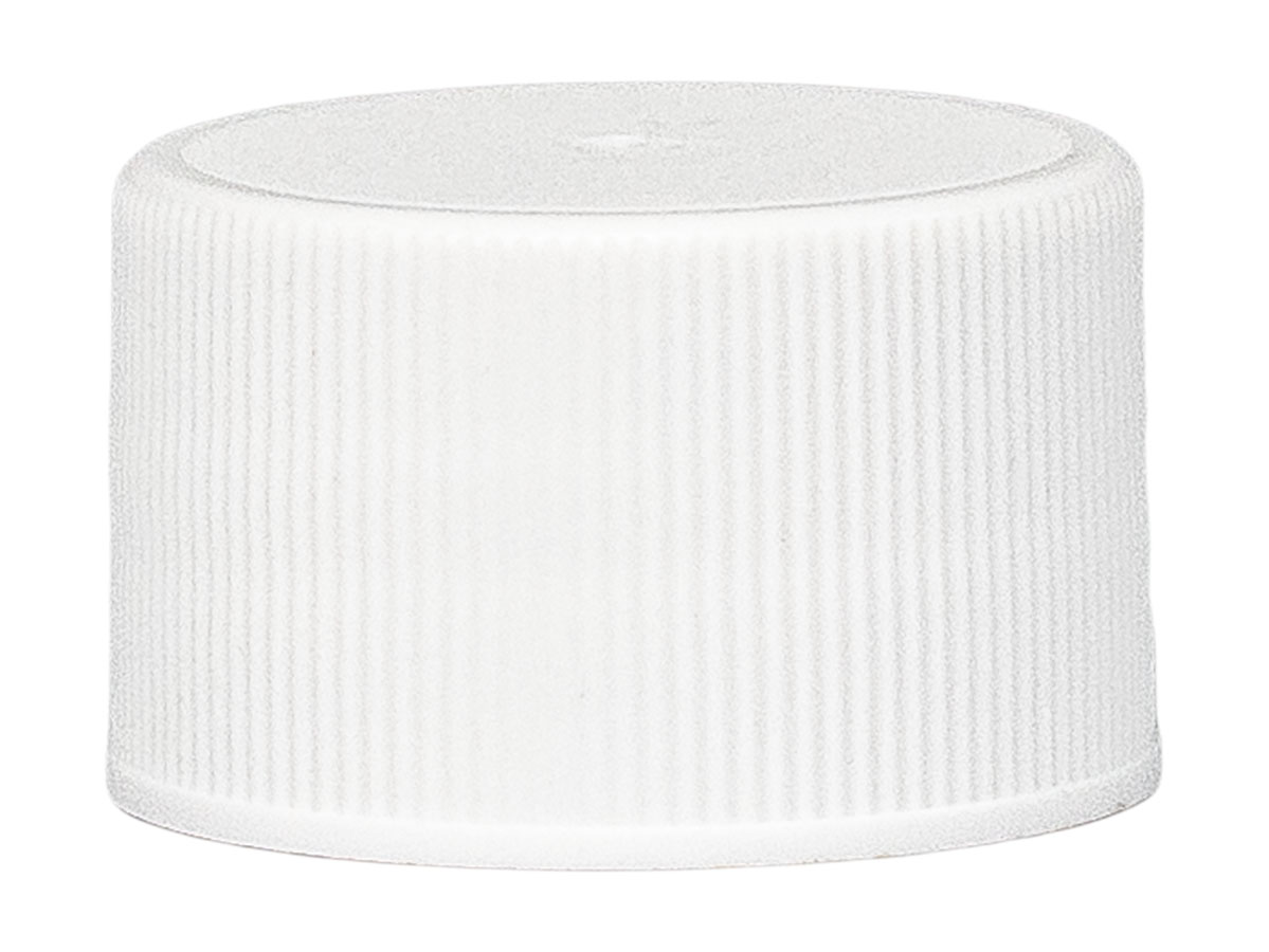 28/410 Finish, White, Caps, Fine Ribbed, Matte Top, Pulp/HS Lnr