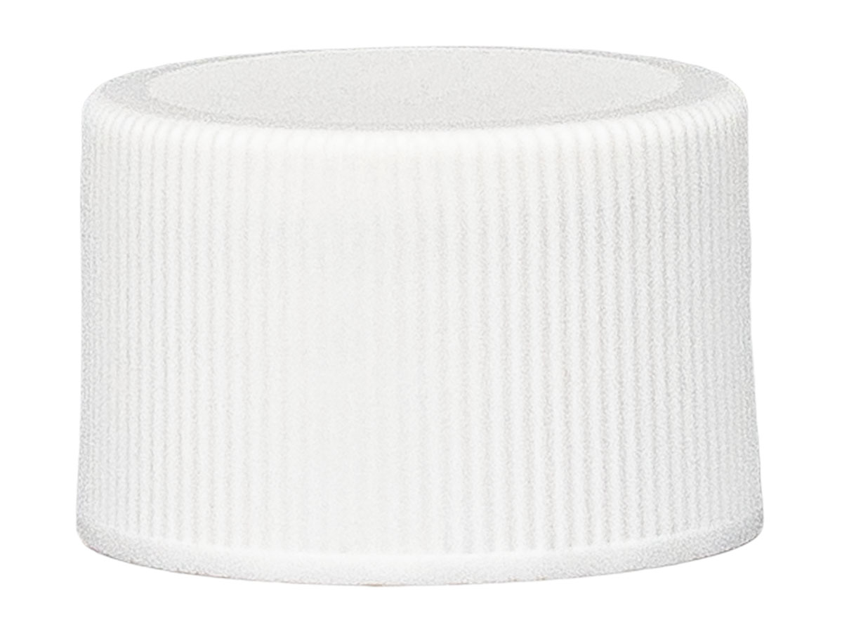 24/410 Finish, White, Caps, Fine Ribbed, Matte Top, Pulp/HS Lnr