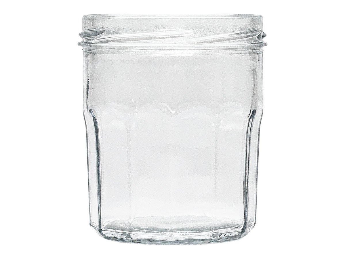 7 oz., 82mm 6 Lug Finish, Flint, Candle, Glass, Faceted Round, 2 5/8" Dia X 3 3/4" Tall