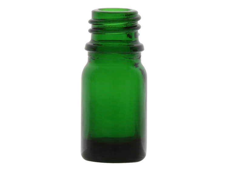 5 mL, 18mm TE Finish, Green, Bottles, Glass, Dropper Fitment Style, Boston Round, TE Ring
