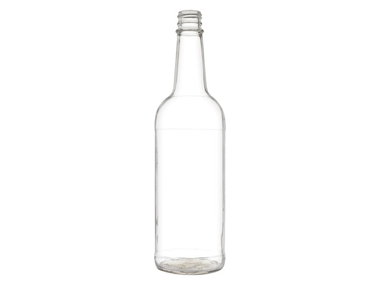 750 mL, 28mm TE Finish, Flint, Bottles, Glass, Liquor Style Round, Label Panel