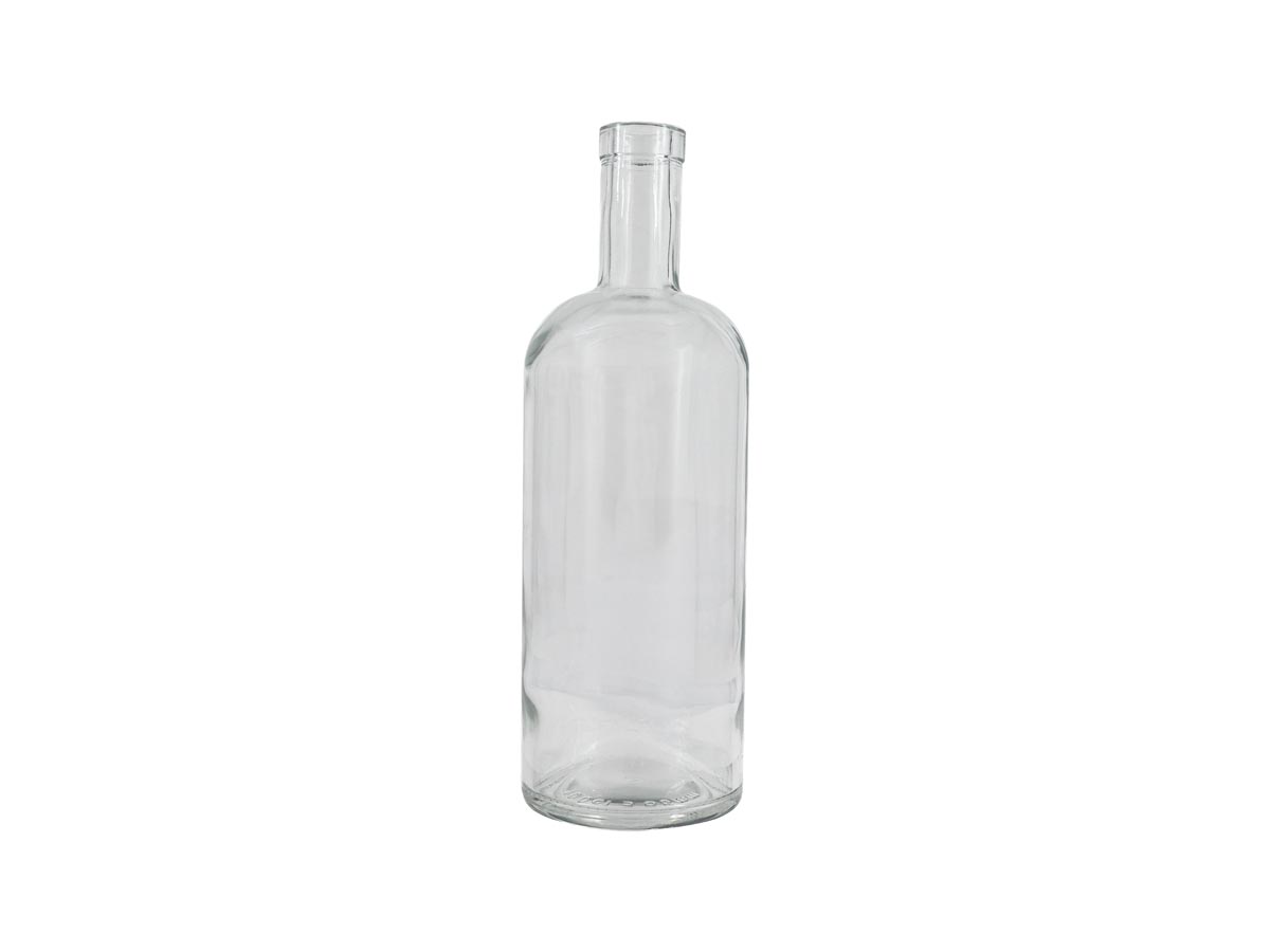 1 Liter, Cork Finish, Flint, Bottles, Glass, Liquor Style Round