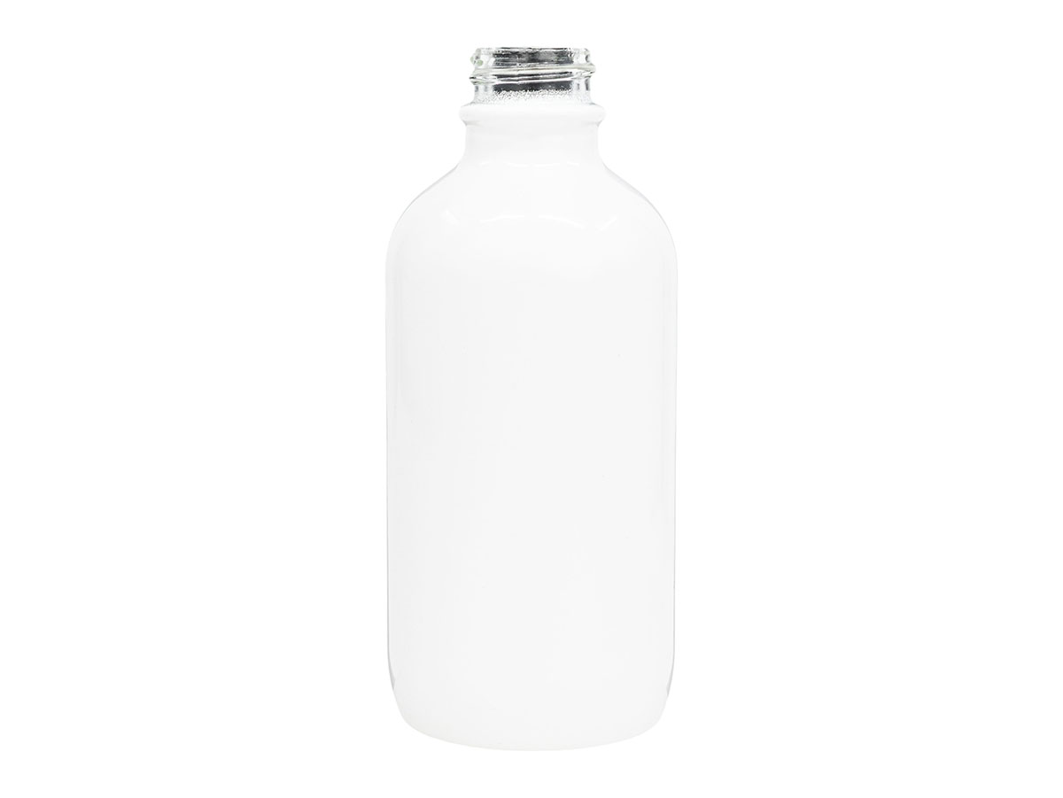 4 oz., 22/400 Finish, White, Bottles, Glass, Boston Round