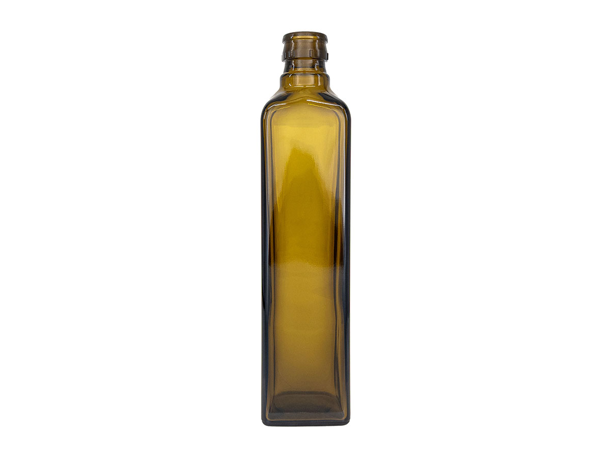 500 mL, 30mm ROPP Finish, Antique Green, Bottles, Glass, Olive Oil Style Square (Marasca)