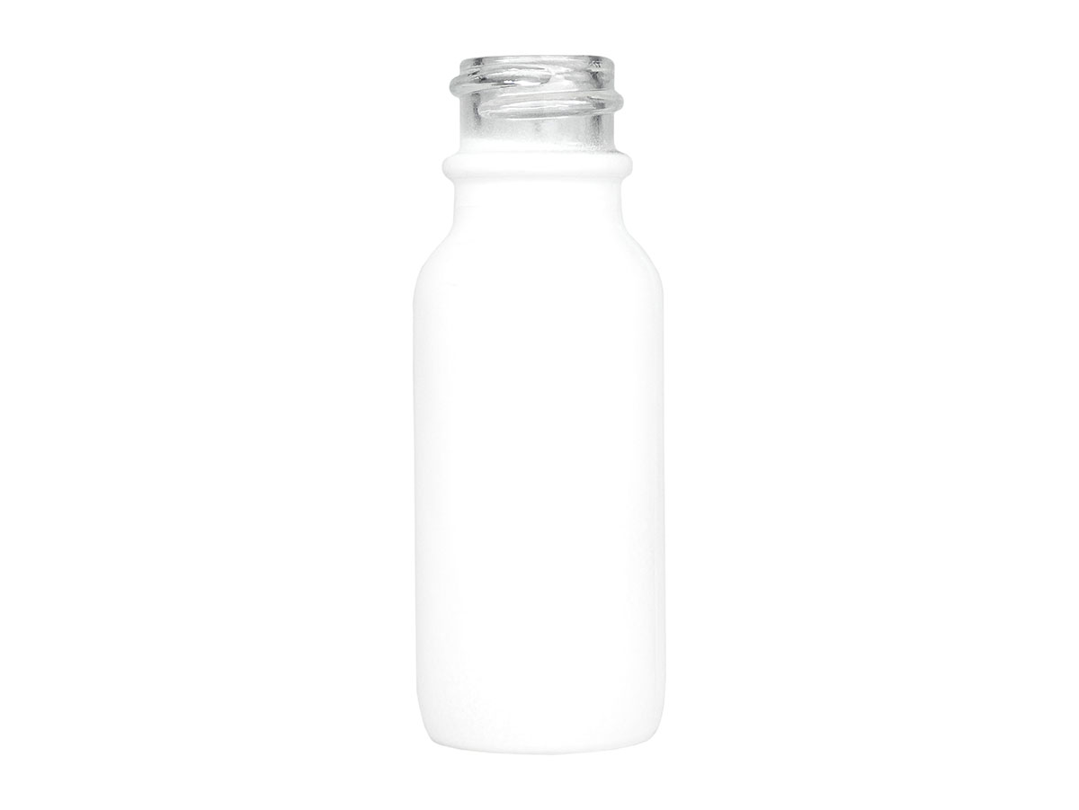 1/2 oz., 18/400 Finish, White, Bottles, Glass, Boston Round, Spray Coated