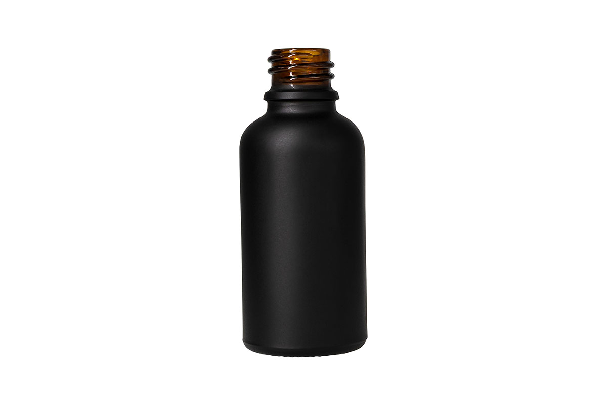 1 oz., 18mm TE Finish, Black, Bottles, Glass, Boston Round