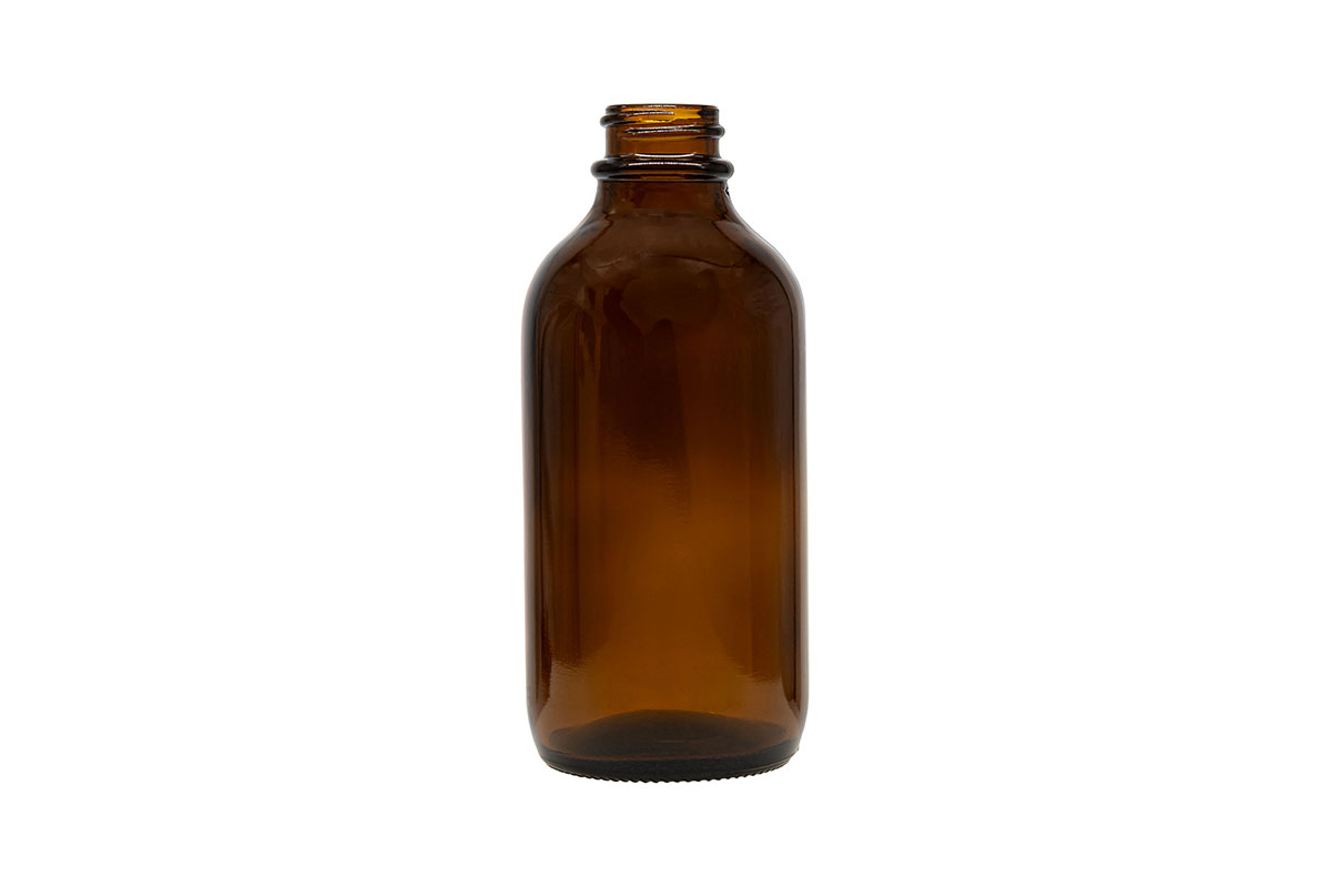 4 oz., 22/400 Finish, Amber, Bottles, Glass, Boston Round