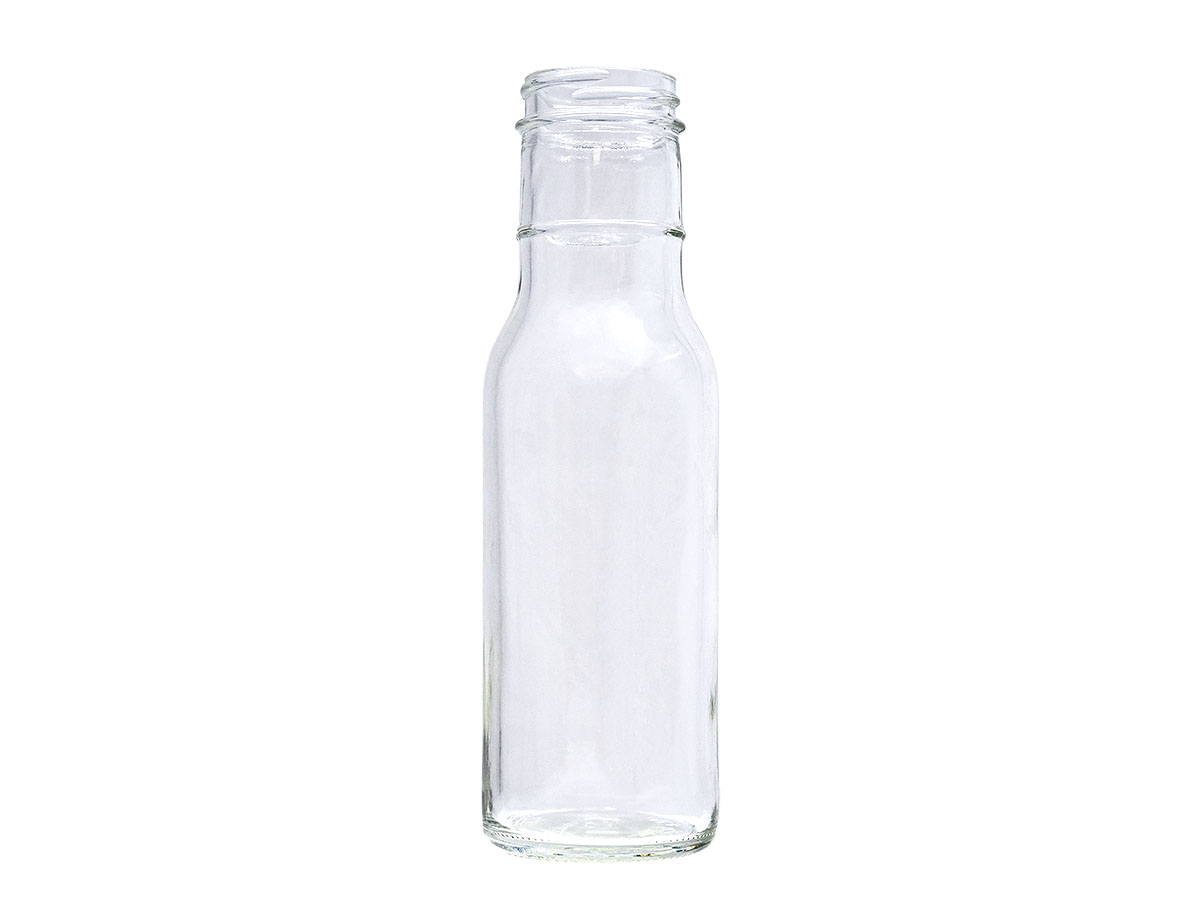 8 oz., 38/400 Finish, Flint, Bottles, Glass, Sauce Style Round, Ring Neck
