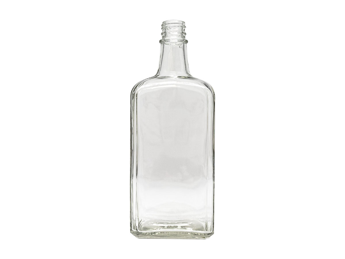 750 mL, 28mm TE Finish, Flint, Bottles, Glass, Liquor Style Oblong, Faceted Sides