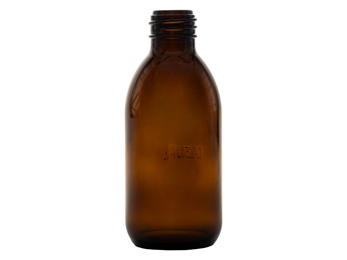 8 oz., 28/410 Finish, Amber, Bottles, Glass, Modified Round
