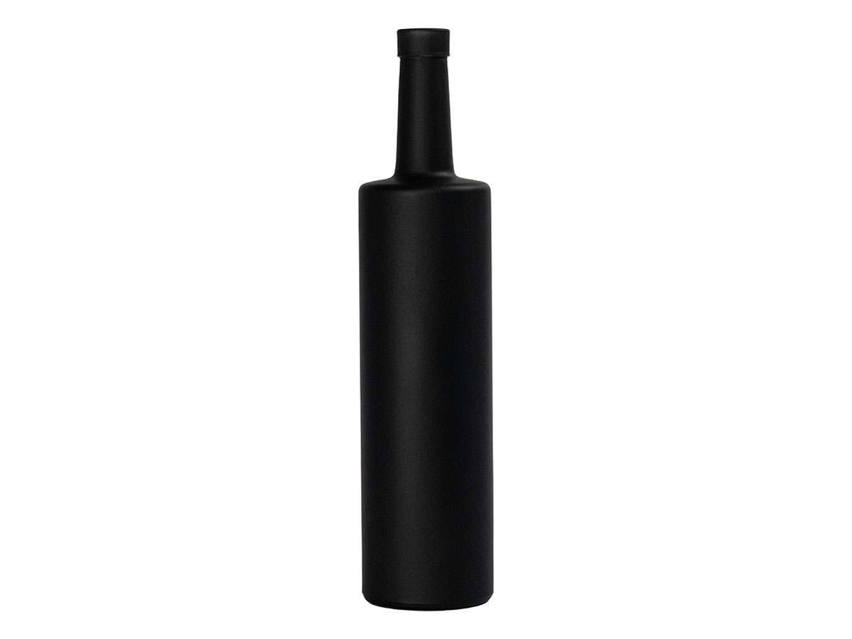 750 mL, Cork Finish, Black, Bottles, Glass, Liquor Style Round, Spray Coated