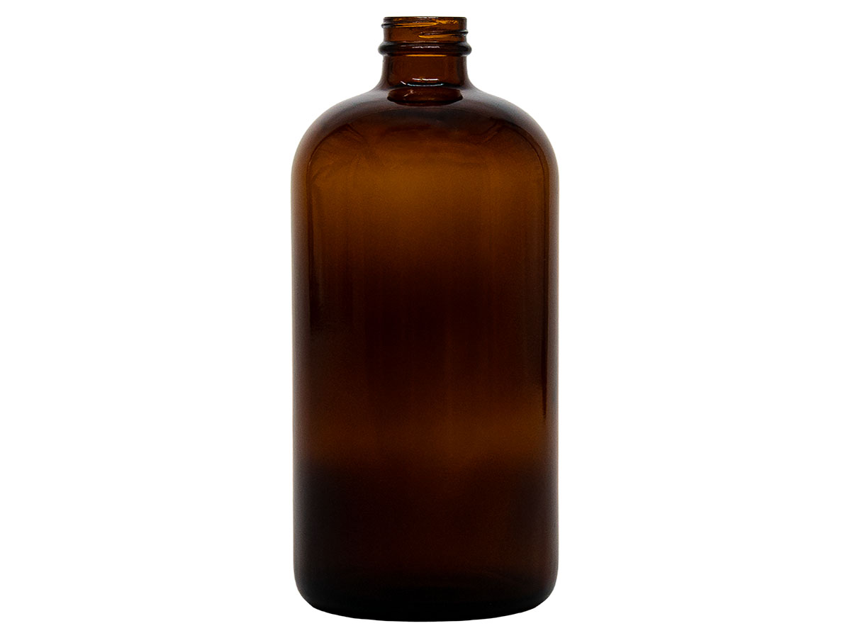 32 oz., 33/400 Finish, Amber, Bottles, Glass, Boston Round
