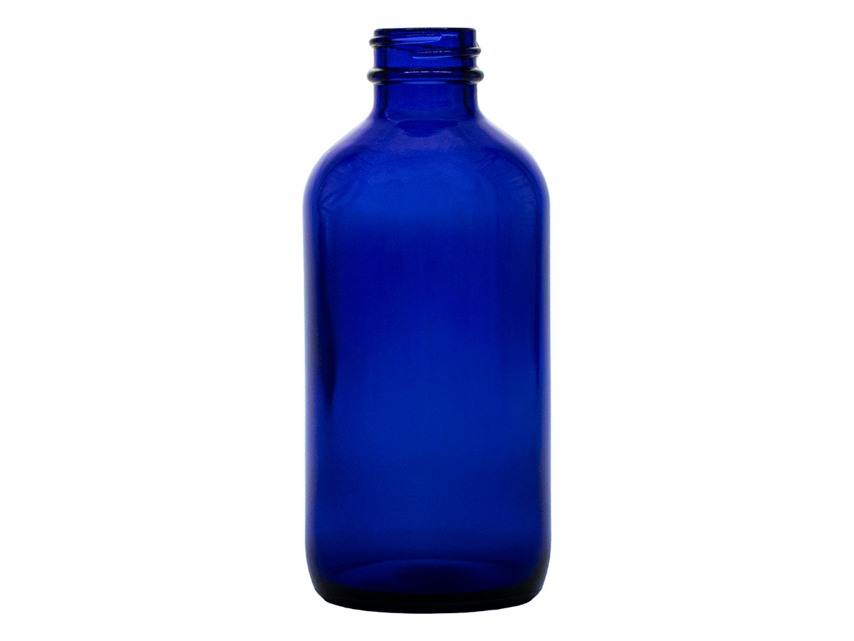 8 oz., 28/400 Finish, Cobalt Blue, Bottles, Glass, Boston Round