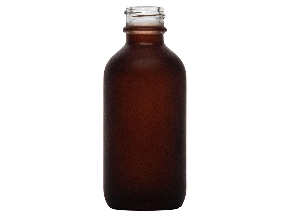 2 oz., 20/400 Finish, Frosted/Amber, Bottles, Glass, Boston Round