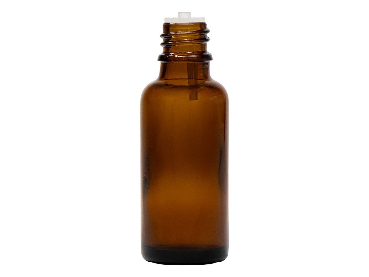 1 oz., 18mm Te Finish, Amber, Bottles, Glass, Boston Round