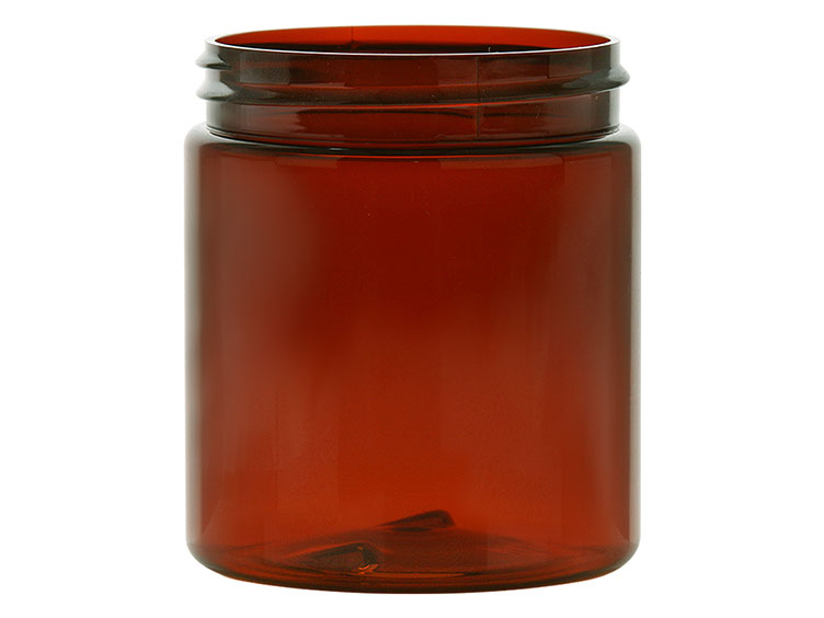 8 oz., 70/400 Finish, Amber, Jars, PET, Straight Sided, Single Wall Round