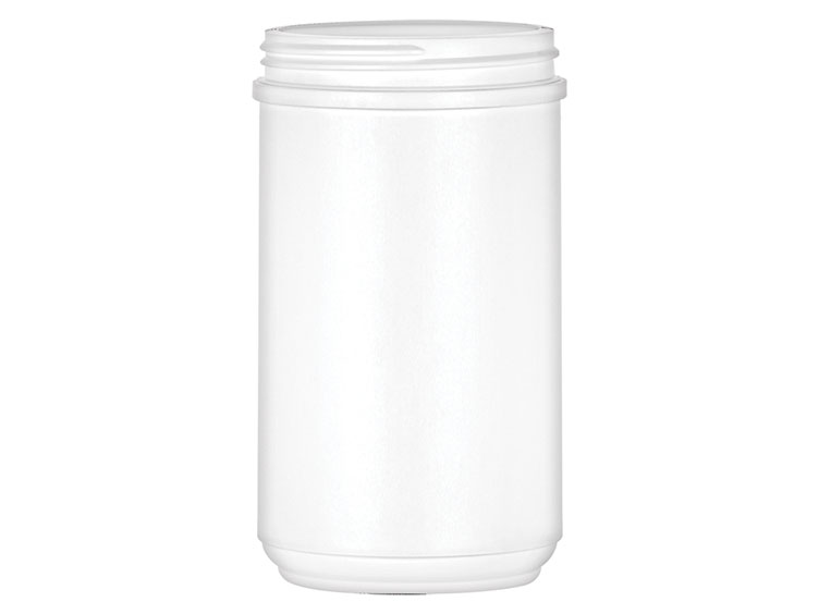 46 oz., 100/400 Finish, White, Jars, HDPE, Single Wall Round, Label Panel